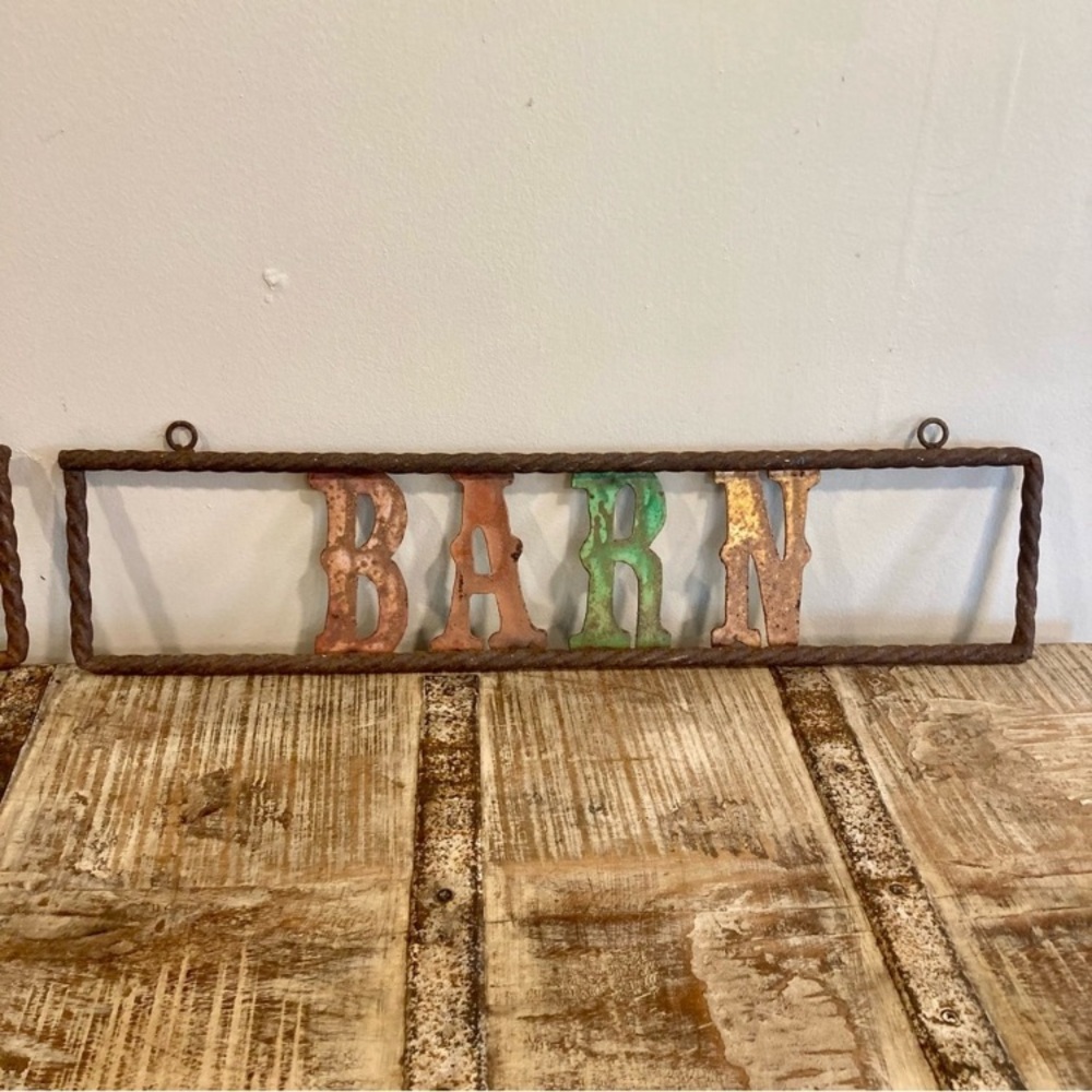 Party Barn Sign Rusty Metal Rebar Western Country Rustic Decor - Picture 4 of 16